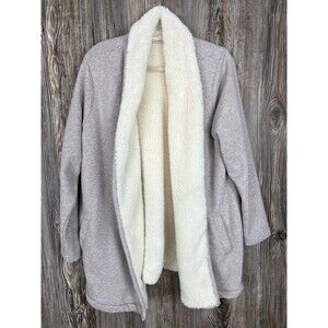 L.L. Bean Women's Sherpa Fleece Lined Open Cardigan Jacket 1XL Cabincore Cozy